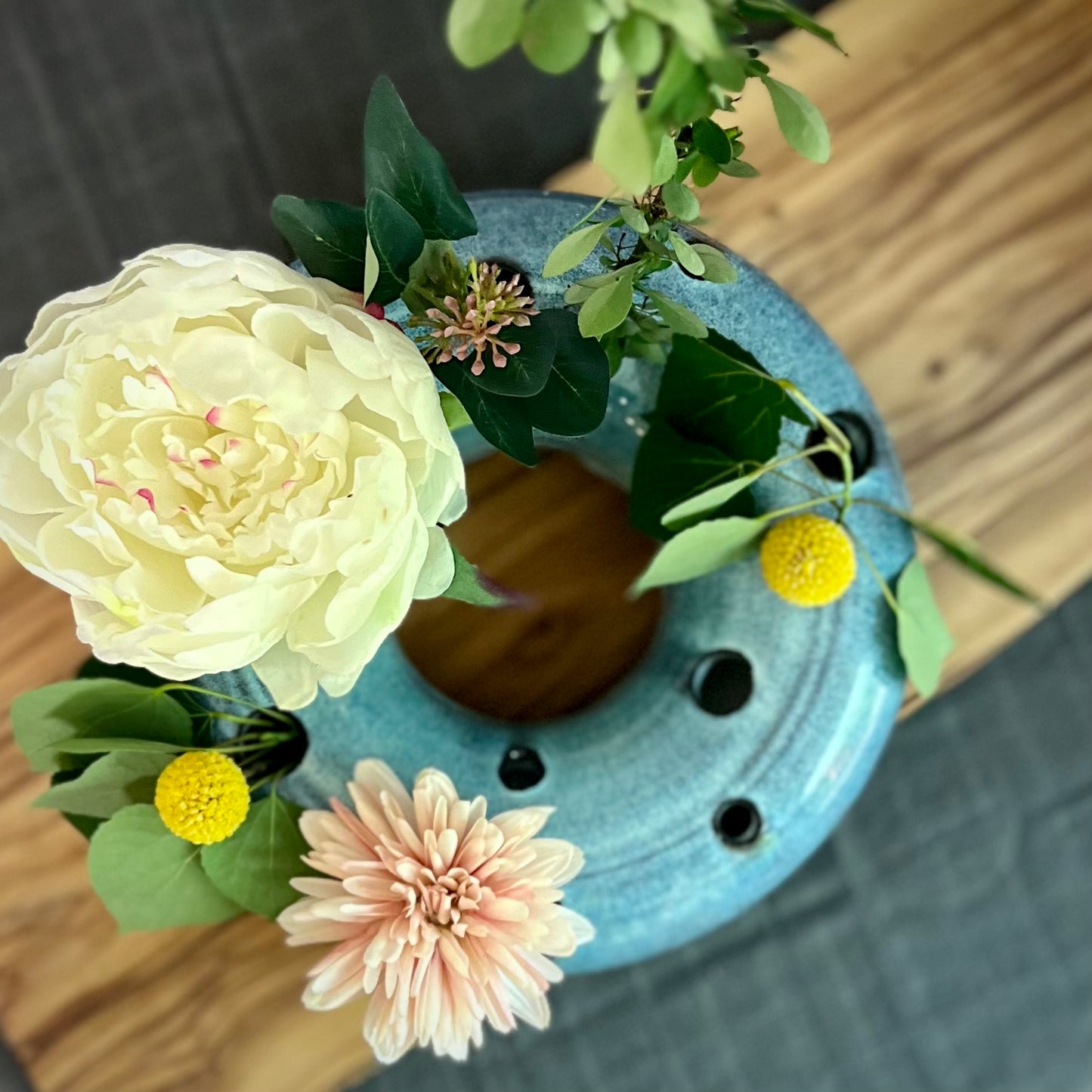 donut centerpiece vase blue