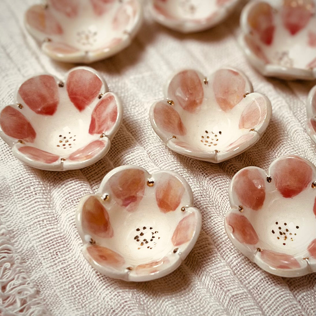 cherry blossom ring dish with 22k gold accents