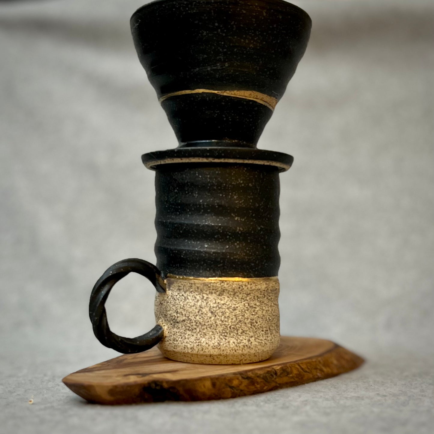 ranch coffee pour over and mug set with 22k gold accents