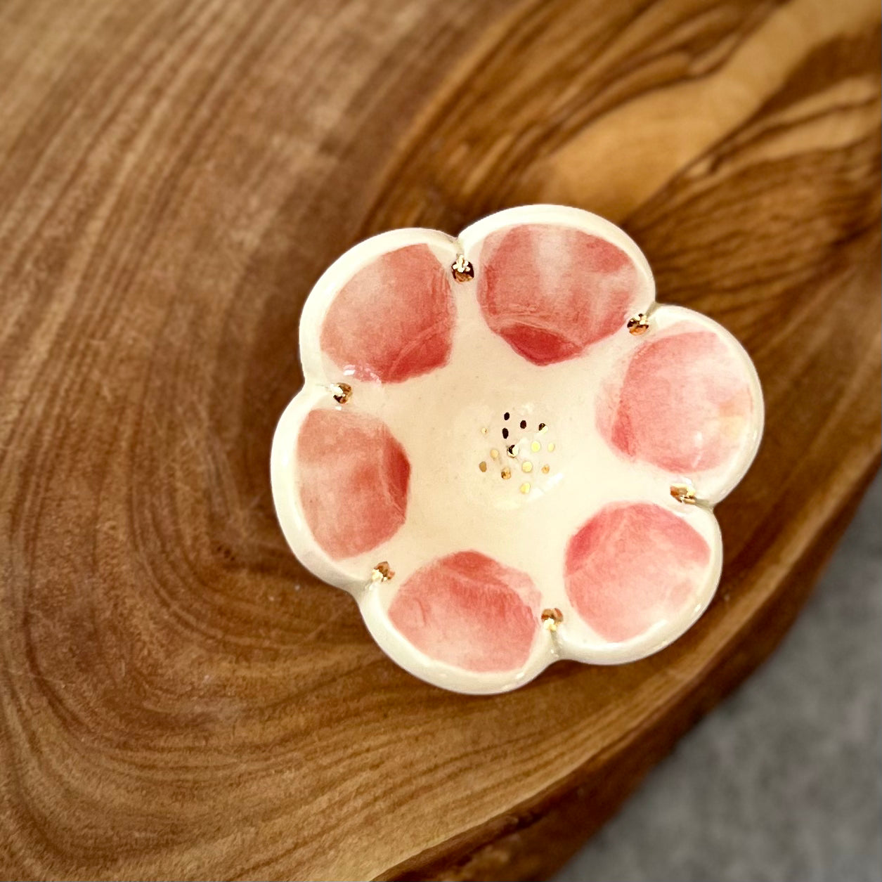 cherry blossom ring dish with 22k gold accents