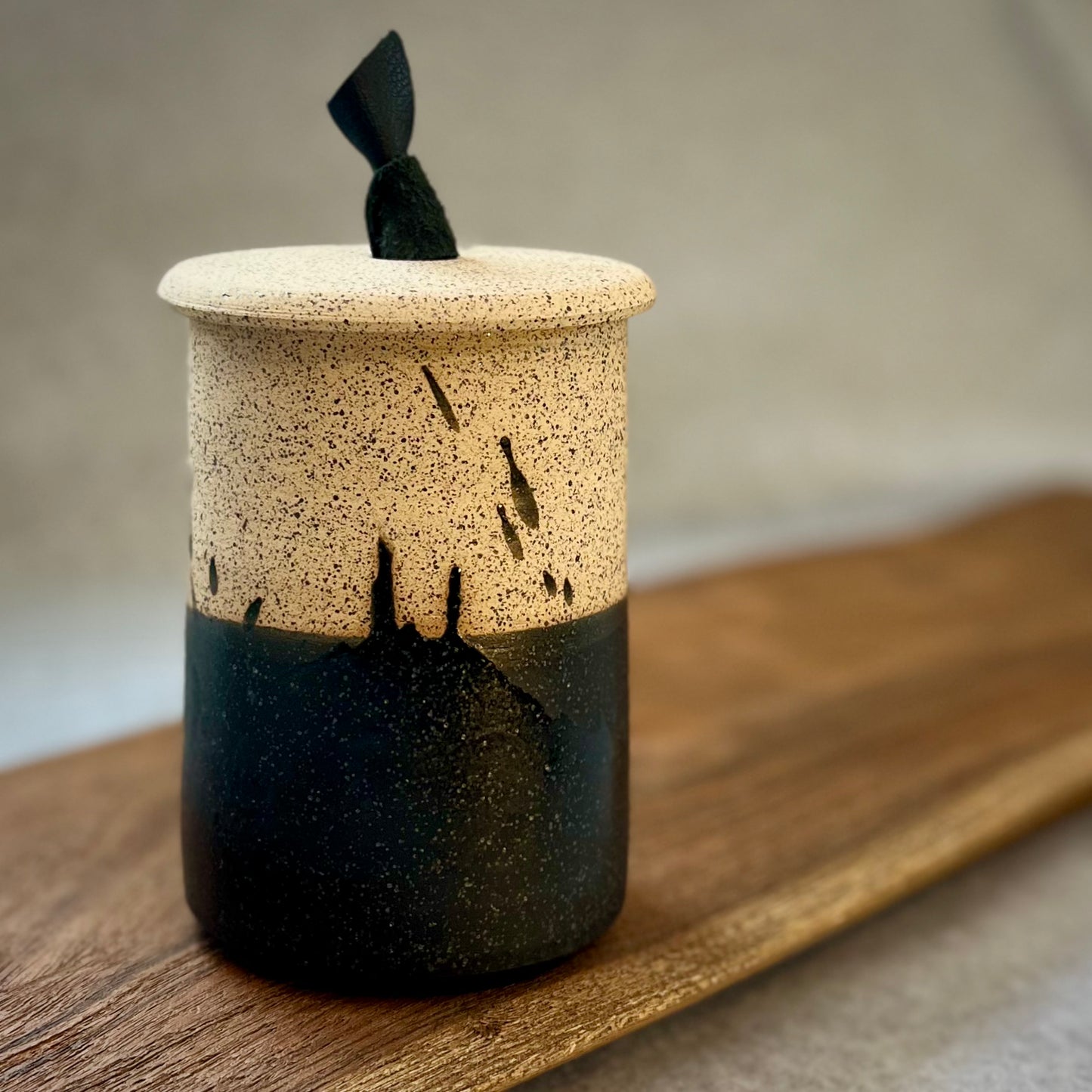 ranch lidded jar with leather handle