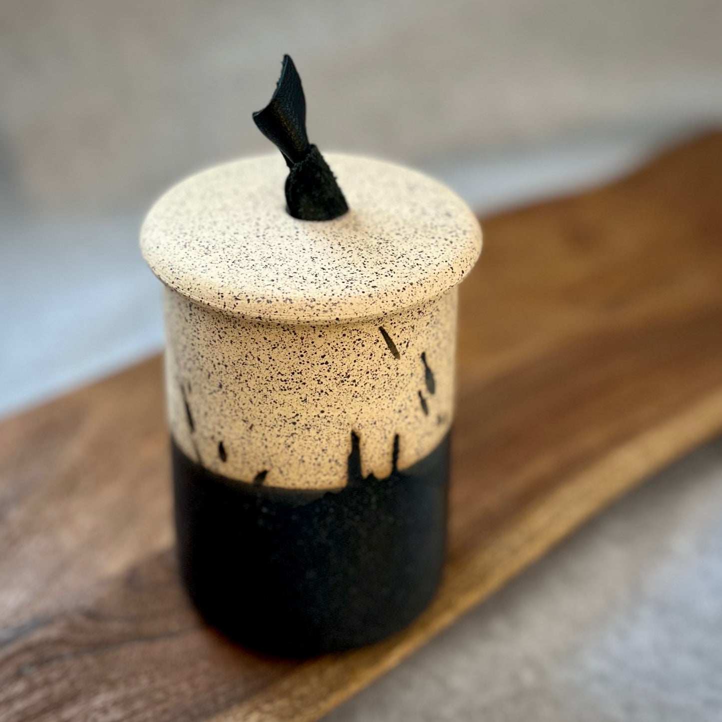 ranch lidded jar with leather handle