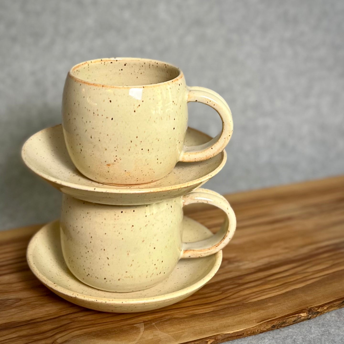 creamy specks mug with saucer